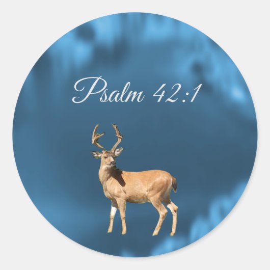 Psalm 42:1 Herten Bijbeltekst Ronde Sticker (Voorkant)