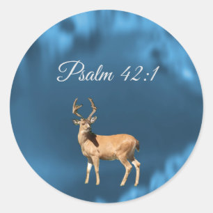 Psalm 42:1 Herten Bijbeltekst Ronde Sticker