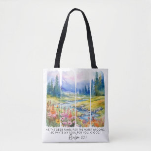 Psalm 42:1 Zoals de herten Natuur penseelstreken Tote Bag