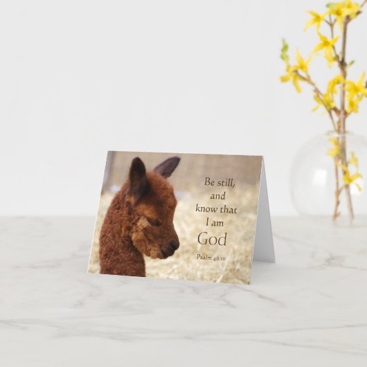 Psalm 46:10 Alpaca Note Card Kaart (Gele Bloem)
