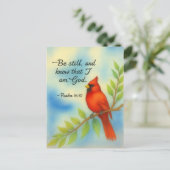Psalm 46:10 Be Still Red Cardinal Scripture Nature Briefkaart (Staand voorkant)
