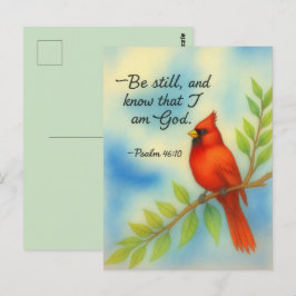Psalm 46:10 Be Still Red Cardinal Scripture Nature Briefkaart