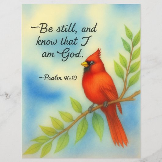 Psalm 46:10 Be Still Red Cardinal Scripture Nature Flyer (Voorkant)