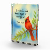 Psalm 46:10 Be Still Red Cardinal Scripture Nature Fotoblokken (Rechts)