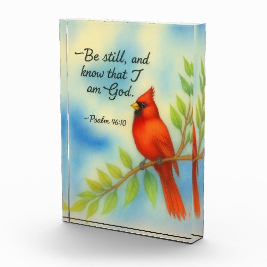 Psalm 46:10 Be Still Red Cardinal Scripture Nature Fotoblokken (Rechts)