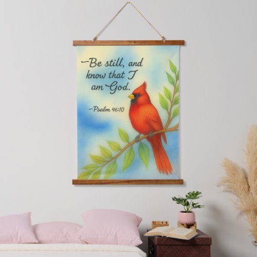 Psalm 46:10 Be Still Red Cardinal Scripture Nature Hangend Wandkleed (Slaapkamer)