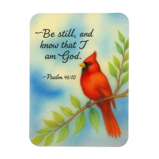 Psalm 46:10 Be Still Red Cardinal Scripture Nature Magneet (Verticaal)