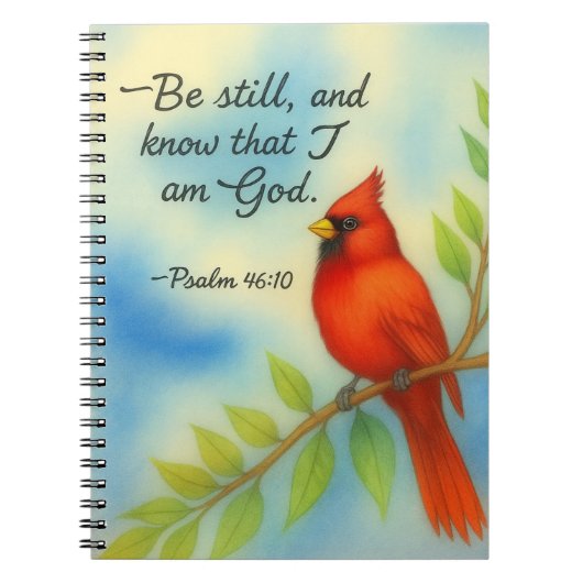 Psalm 46:10 Be Still Red Cardinal Scripture Nature Notitieboek (Voorkant)