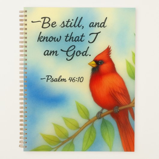 Psalm 46:10 Be Still Red Cardinal Scripture Nature Planner (Voorkant)