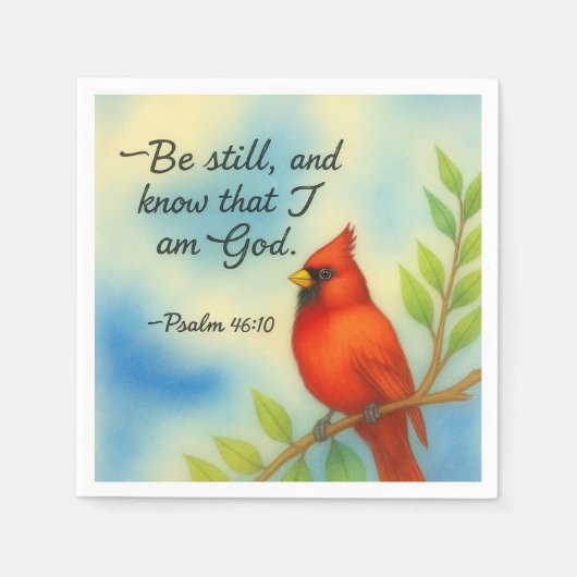 Psalm 46:10 Be Still Red Cardinal Scripture Nature Servet (Voorkant)