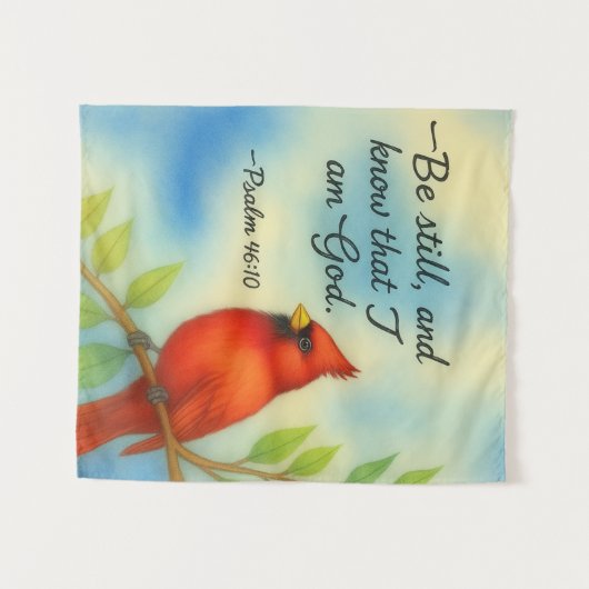 Psalm 46:10 Be Still Red Cardinal Scripture Nature Wandkleed (Voorkant (horizontaal))