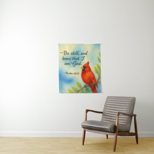 Psalm 46:10 Be Still Red Cardinal Scripture Nature Wandkleed (In situ)
