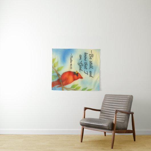Psalm 46:10 Be Still Red Cardinal Scripture Nature Wandkleed (In Situ (horizontaal))