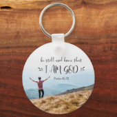Psalm 46:10 ben nog steeds en weet dat ik een bijb sleutelhanger (Voorkant)