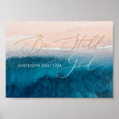 Psalm 46 10, ben nog steeds luchtstrand, diepblauw poster (Voorkant)