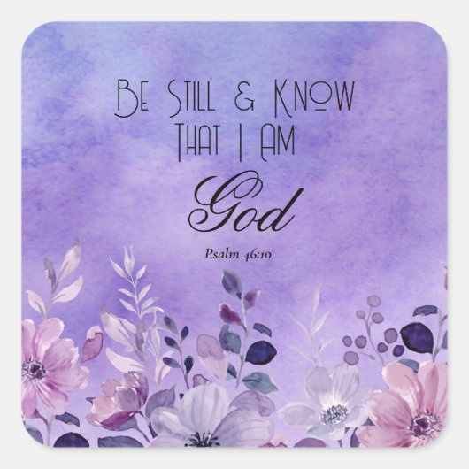 Psalm 46:10 Bible Verse Vierkante Sticker (Voorkant)