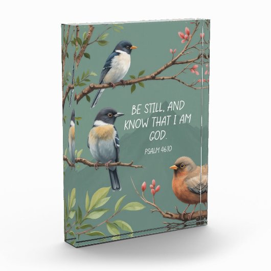 Psalm 46:10 Bijbeltekst afbeelding Fotoblokken (Links)