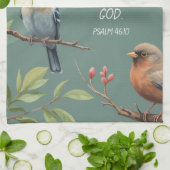 Psalm 46:10 Bijbeltekst afbeelding Theedoek (Gevouwen)