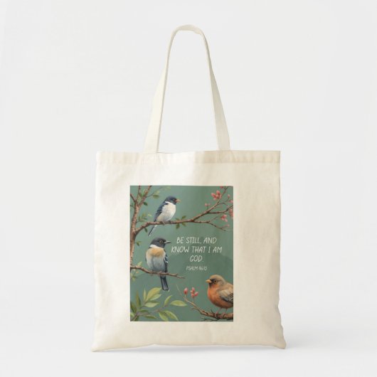 Psalm 46:10 Bijbeltekst afbeelding Tote Bag (Voorkant)