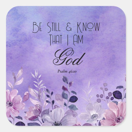 Psalm 46:10 Bijbelvers Vierkante Sticker (Voorkant)