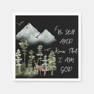 Psalm 46:10 Bijbelvers WATERVERF Woodland Servet