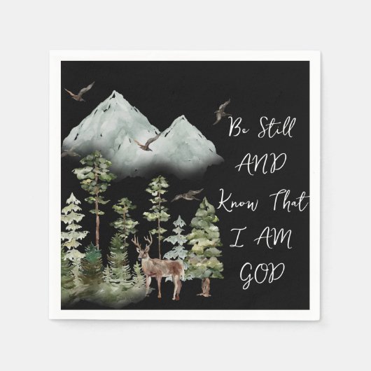 Psalm 46:10 Bijbelvers WATERVERF Woodland Servet (Voorkant)