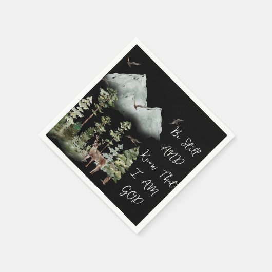 Psalm 46:10 Bijbelvers WATERVERF Woodland Servet (Hoek)