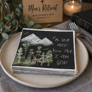 Psalm 46:10 Bijbelvers WATERVERF Woodland Servet