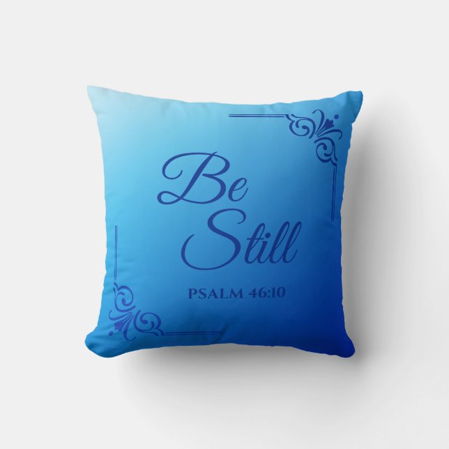 Psalm 46:10 Blauw Kussen (Voorkant)