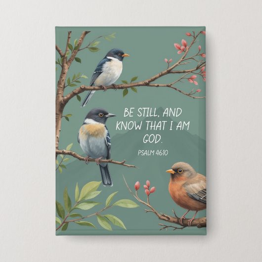 Psalm 46:10 Christelijk Bijbelvers Afbeelding Button (Voorkant)