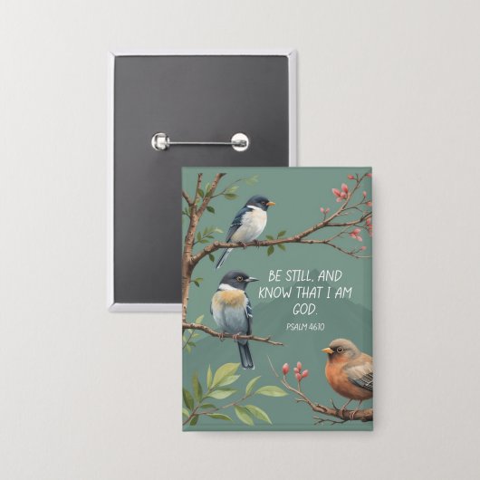 Psalm 46:10 Christelijk Bijbelvers Afbeelding Button (Voorkant / Achterkant)