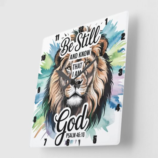 Psalm 46:10 De majestueuze leeuw Inspirerend Vierkante Klok (Hoek)