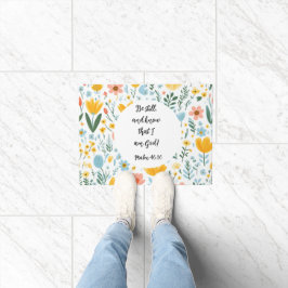 Psalm 46:10 Floral Doormat Deurmat