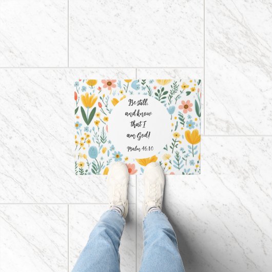 Psalm 46:10 Floral Doormat Deurmat (Binnen)