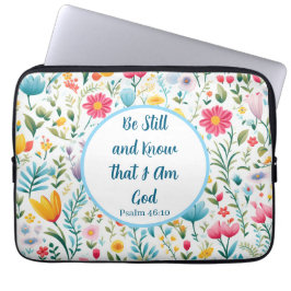 Psalm 46:10 Floral Electronic Bag Laptop Sleeve