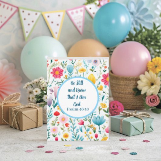 Psalm 46:10 Floral Folded Greeting Card Kaart