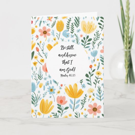 Psalm 46:10 Floral Greeting Card Kaart (Voorkant)