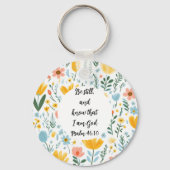 Psalm 46:10 Floral Keychain (Voorkant)