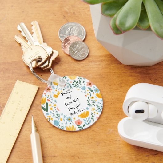 Psalm 46:10 Floral Keychain (Bureau)