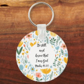 Psalm 46:10 Floral Keychain (Voorkant)