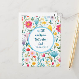 Psalm 46:10 Floral Postcard Briefkaart