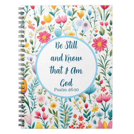 Psalm 46:10 Floral Spiral Photo Notebook Notitieboek (Voorkant)