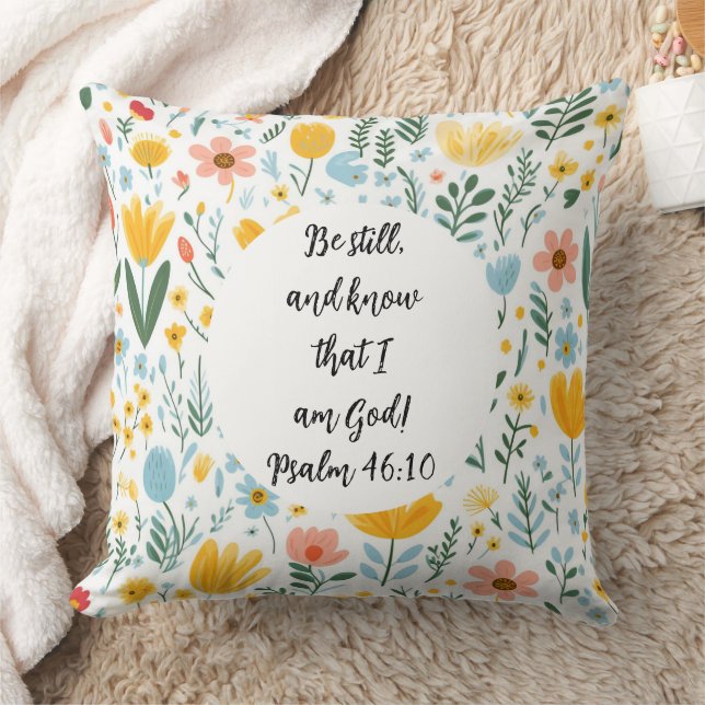 Psalm 46:10 Floral Throw Pillow Kussen (Deken)