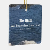 Psalm 46:10 Foto van Ocean Christelijk Blue Keramisch Ornament (Rechts)