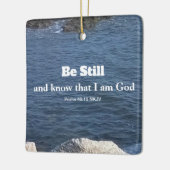 Psalm 46:10 Foto van Ocean Christelijk Blue Keramisch Ornament (Links)