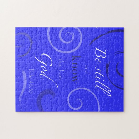 Psalm 46:10 Kies uw eigen kleur! Personaliseerbaar Legpuzzel (Horizontaal)