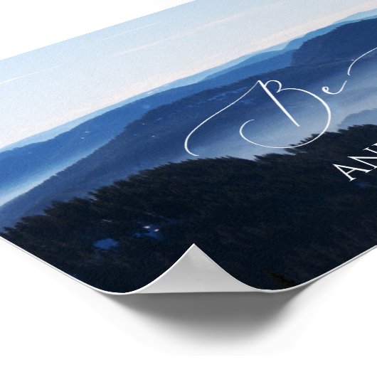 Psalm 46 10, nog steeds misty Mountain Clear Sky Poster (Hoek)