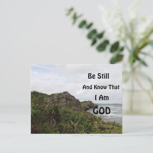 Psalm 46:10 Oceanside Aangepaste tekst Christelijk Briefkaart (Staand voorkant)