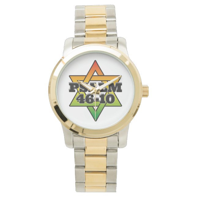 Psalm 46-10 - Overmaatse Twee-Tone Horloge (Voorkant)