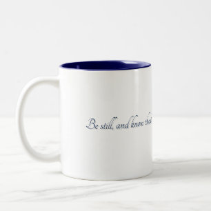 Psalm 46:10, (Stijl 2), Cadeaumok Tweekleurige Koffiemok